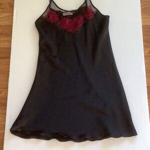 Black with Sexy Red Lace Nightie Nightgown Lingerie Slip Dress